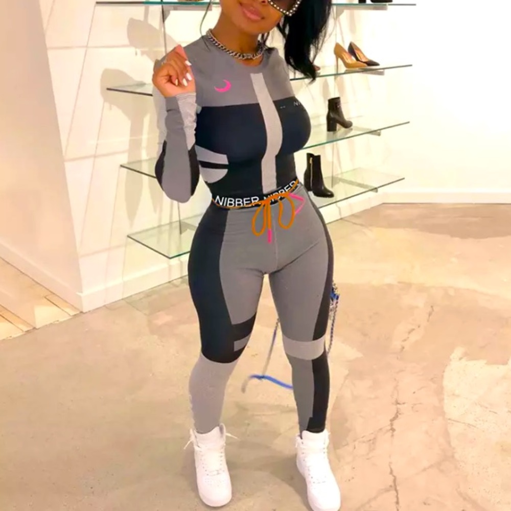 women fitness two pieces set tracksuit long sleeve